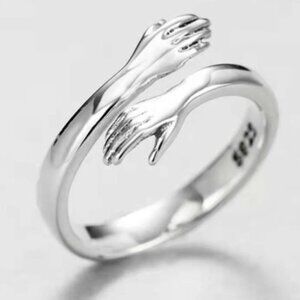 Hug Ring Adjustable Silver Zinc Alloy  .7 cm